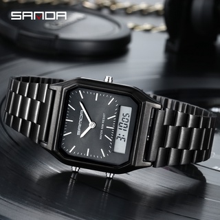 Sanda นาฬิกาข้อมือดิจิทัล แบรนด์หรู กันน้ํา สไตล์นักธุรกิจ แฟชั่นสําหรับผู้ชาย