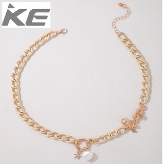 Jewelry Simple alloy letter necklace star pearl circle pendant single clavicle chain women for