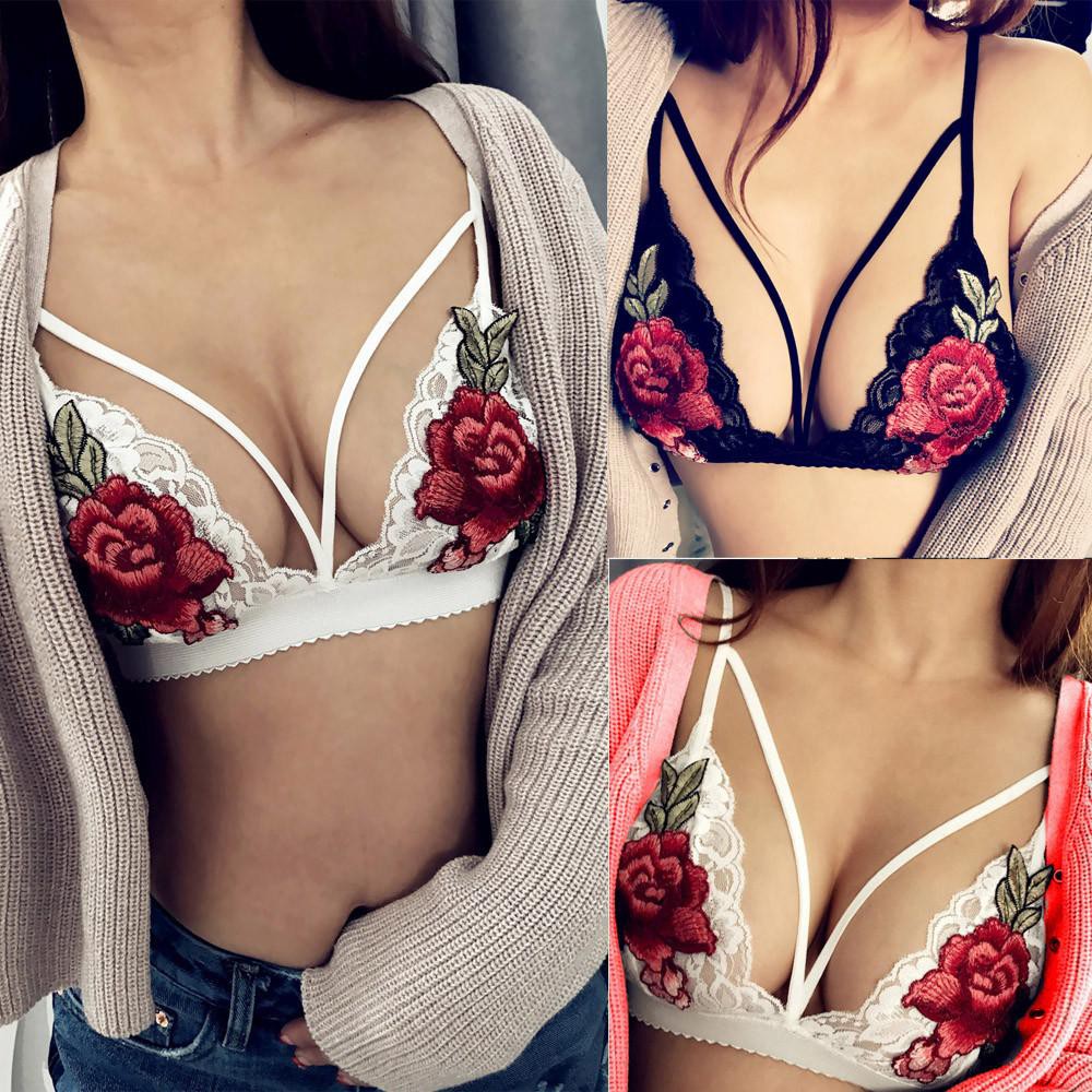 ไซส์ใหญ่-เสื้อชั้นในซีทรูปักกุหลาบ