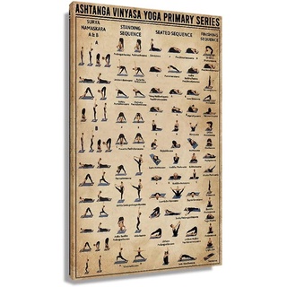 โปสเตอร์ภาพวาดผ้าใบ พิมพ์ลาย Ashtanga Vinyasa Yoga Primary Series สไตล์เรโทร สําหรับตกแต่งห้องนอน ห้องครัว