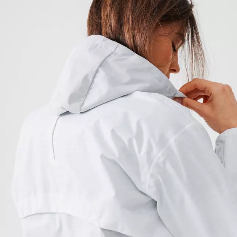 เสื้อแจ็คเก็ตกันฝนผู้หญิงสำหรับใส่วิ่งรุ่น-run-rain-สีขาว