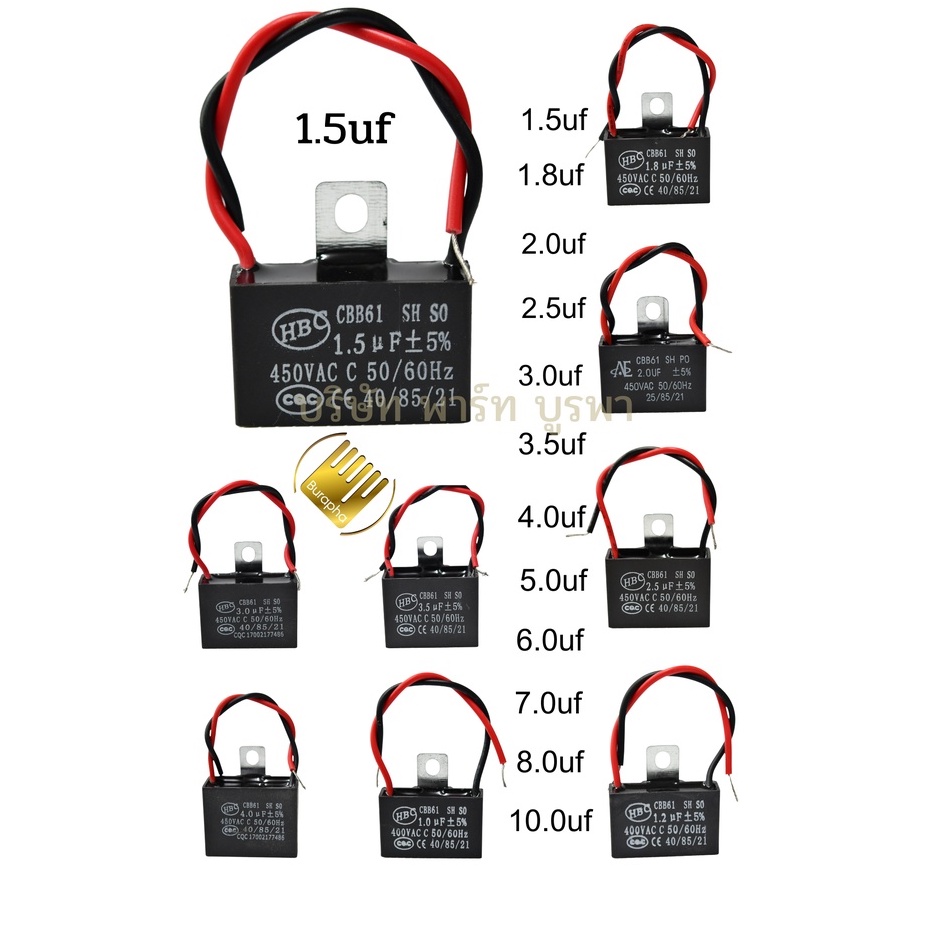 ภาพหน้าปกสินค้าคาปาซิเตอร์ พัดลม ใส่ได้ทุกยี่ห้อมีหลายค่าให้เลือก