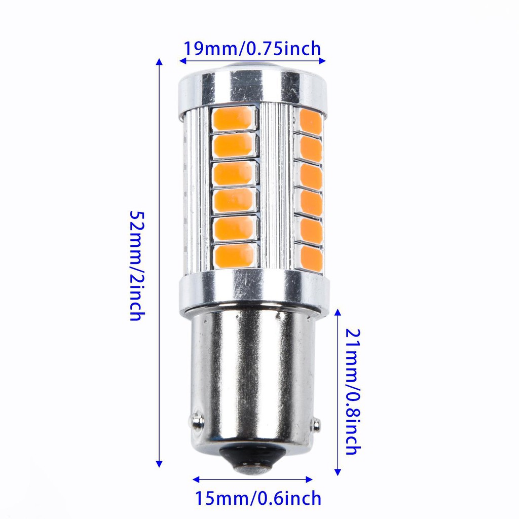 4pcs-new-alitech-4-ชิ้นสีเหลืองอำพัน-1156-ba15s-p21w-led-33smd-1156-yellow-signal-bulb-1156-ตูด1ขั้ว