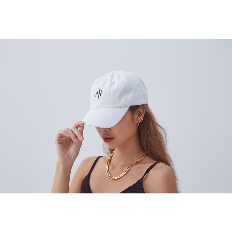 ahc000-logo-cap-white-หมวกผ้าคอตตอนสกรีนโลโก้