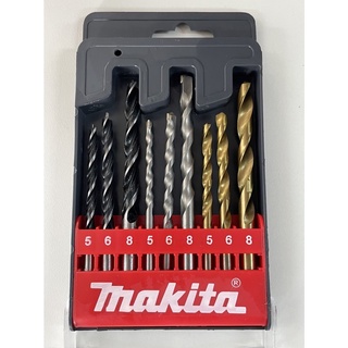 MAKITA ดอกสว่าน เจาะไม้ ปูน เหล็ก 9 ตัว/ชุด เบอร์ 5,6,8