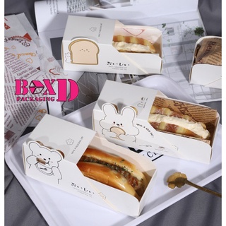 กล่องใส่แซนวิช ฮอทด็อก ขนมปังสอดไส้ กล่องสไลด์ แพค10ใบ (S25)