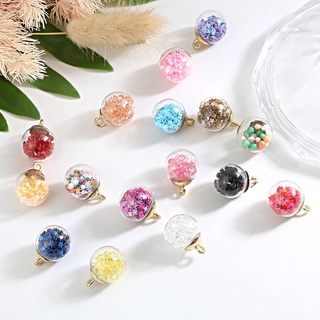 【Ready stock】18Pcs 1.6cm Transparent Ball with Star Sequins Crystal Glass beads inside Pendant for Making Bracelets