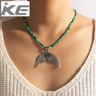 Necklace Vintage Fishtail Single Necklace Resin Disc Single Clavicle Chain for girls for wome
