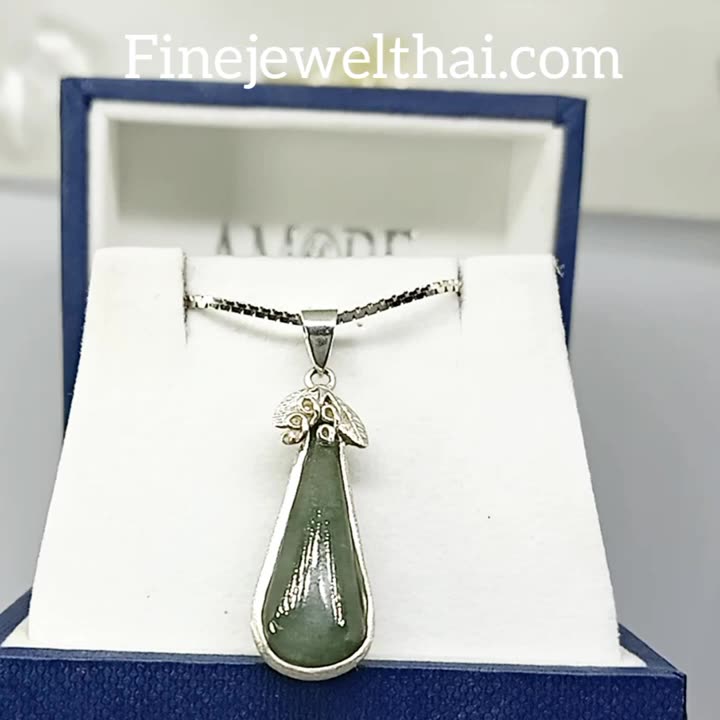 finejewelthai-จี้-หยก-เงินแท้-จี้พลอย-พลอยประจำเดือนเกิด-jade-pendant-silver-p3055jd-g