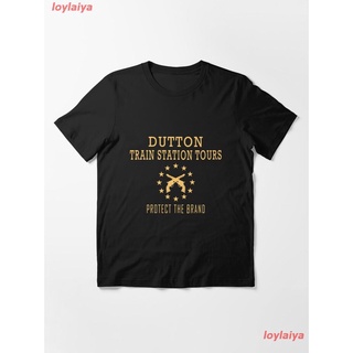 loylaiya เยลโลว์สโตน ละครอเมริกัน เสื้อพิมพ์ลาย Dutton Train Station Tours Essential T-Shirt เสื้อยืดผู้หญิง เสื้อยืดผู้