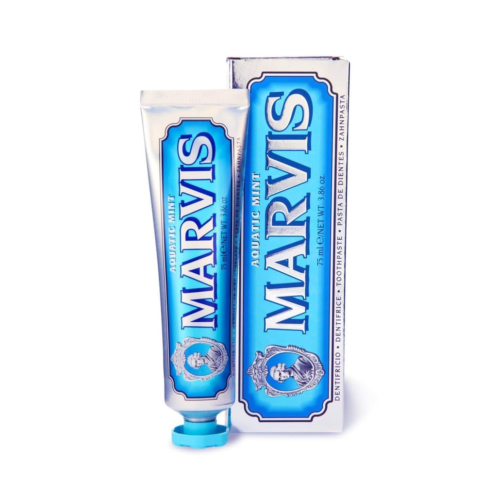 marvis-ยาสีฟันมาร์วิส-aquatic-mint-ฟ้า-85-ml-จากอิตาลี-มีหลายรสชาติ-หลายสีให้เลือกในร้านนะครับ