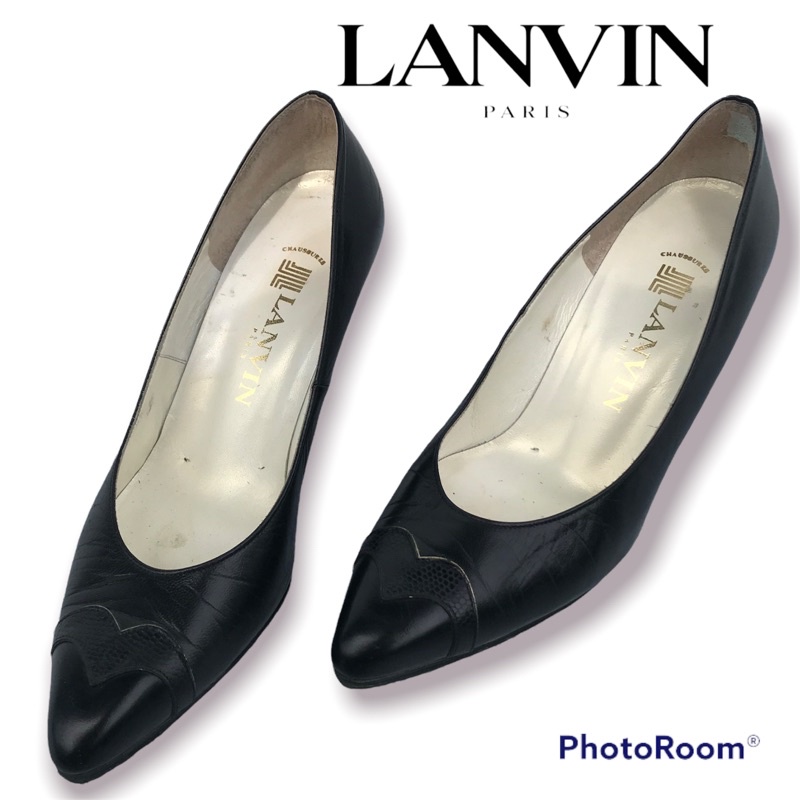 รองเท้าLANVINแท้ size5 ส้นเตี้ย แบรนด์เนมมือสอง วินเทจ | Shopee Thailand