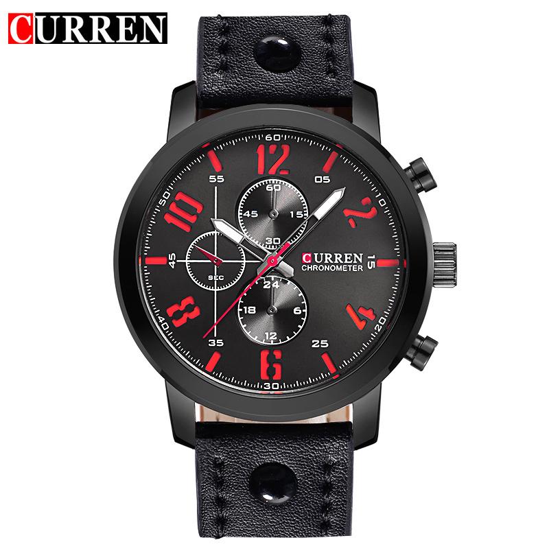 CURREN Mens Watches Fashion Casual Leather Band Watch Top Brand Masculino NEW Analog Quartz Wrist Watch Male Clock