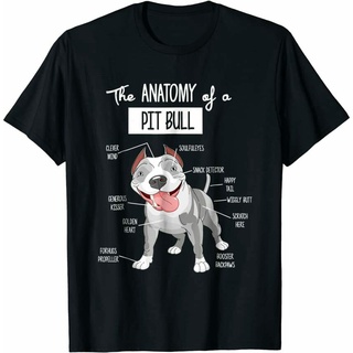[S-5XL] เสื้อยืด ผ้าฝ้าย พิมพ์ลาย Anatomy of a dog Pitbull แฟชั่นสําหรับผู้ชาย