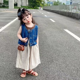 [Babycat] พร้อมส่ง ขายดี เสื้อกั๊กยีน สไตล์เกาหลี ญี่ปุ่น อินเทรนด์ แฟชั่นสําหรับเด็กผู้ชาย เด็กผู้หญิง