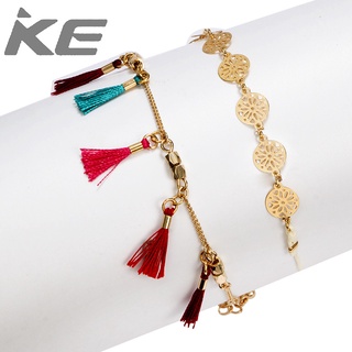 Jewelry hollow disc rice bead color tassel multi-alloy anklet for girls for women low price