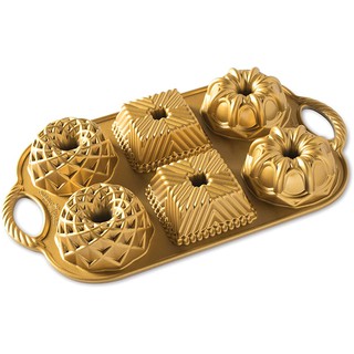 Pre order Nordic Ware Geo Bundtlette Pan, One Size, Gold(รอสินค้า10วัน)นำเข้าUSA