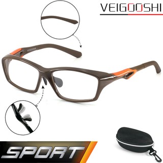 SPORT แว่นตา ทรงสปอร์ต รุ่น VEIGOOSHI TR 8021 C-10 สีน้ำตาลตัดส้ม วัสดุ TR-90 เบาและยืดหยุ่นได้