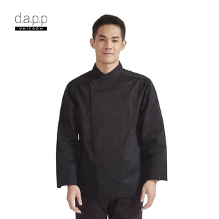สินค้า dapp Uniform เสื้อเชฟ ทอมมี่ แขนยาว Long sleeves chef jacket with press buttons and small chest pocket สีดำ(TJKB1009)