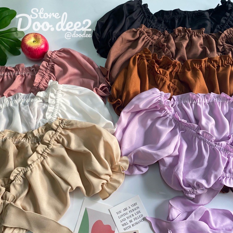 doodee2-เสื้อครอปผูกเอวแต่งระบายสวยมาก-ใส่ได้หลายแบบ