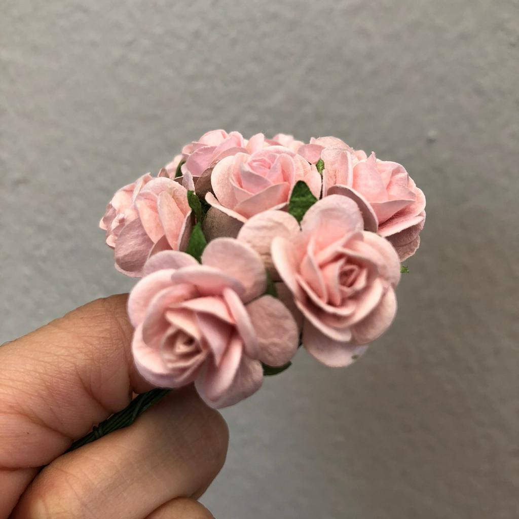 ดอกไม้กระดาษสาดอกไม้กุหลาบขนาดเล็กสีชมพูอ่อน-45-100-ชิ้น-ดอกไม้ประดิษฐ์สำหรับงานฝีมือและตกแต่ง-พร้อมส่ง-f251