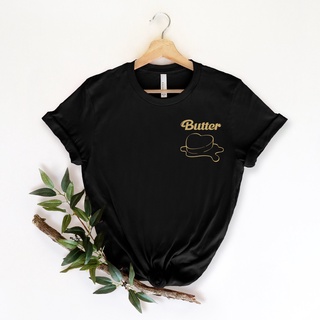 เสื้อยืดแขนสั้นลําลอง คอกลม ผ้าฝ้าย พิมพ์ลายกราฟฟิค BTS Butter สไตล์วินเทจ สําหรับผู้ชาย และผู้หญิง