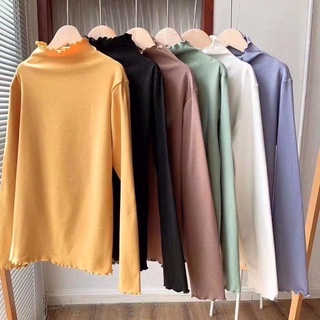 เสื้อคอเต่า เเขนยาว สีพื้น ผ้านุ่นไม่หนาใส่สบาย DD216