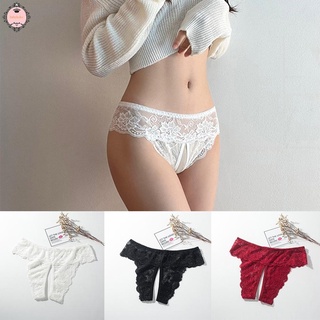 Sexy Womens Lace Embroidery Panties Crotchless Sheer Thong Underwear T pants