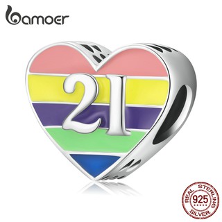 Bamoer 925 Silver Beads Rainbow Love Style Fashion Charm For Diy Bracelet Accessories Bsc548