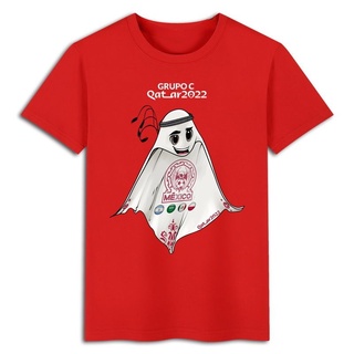 เสื้อยืด2022 Qatar Football World Cup mascot Laeeb fans commemorative T-shirt summer short sleeve printed shirt