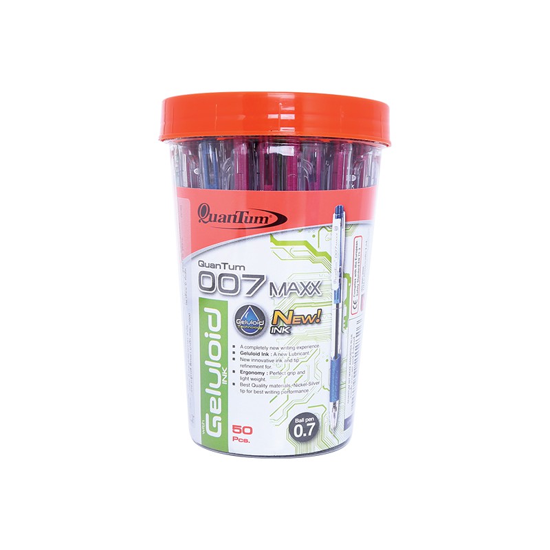 quantum-ปากกา-ปากกาลูกลื่น-เจลลูลอยด์-007-maxx-0-7-น้ำเงิน-จำนวน-50-ด้าม