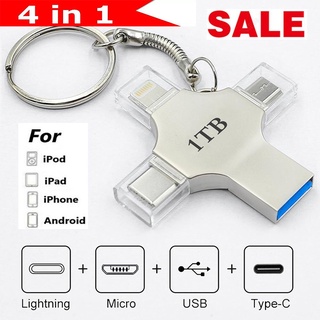 แฟลชไดรฟ์ USB 3.0 4 in 1 1TB 512GB 256GB 128GB 64GBOTG ความเร็วสูง Type-C