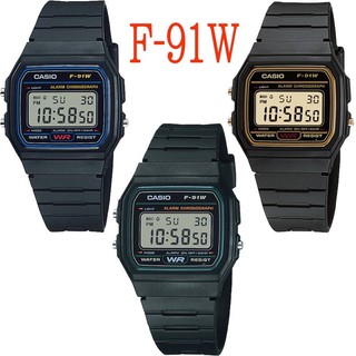 Casio นาฬิกาดิจิตอล นาฬิกาข้อมือผู้หญิง สายสายเรซิน รุ่น F-91W 3สี สีนำ้เงิน,สีเขียว,สีทอง ของแท้ 100%