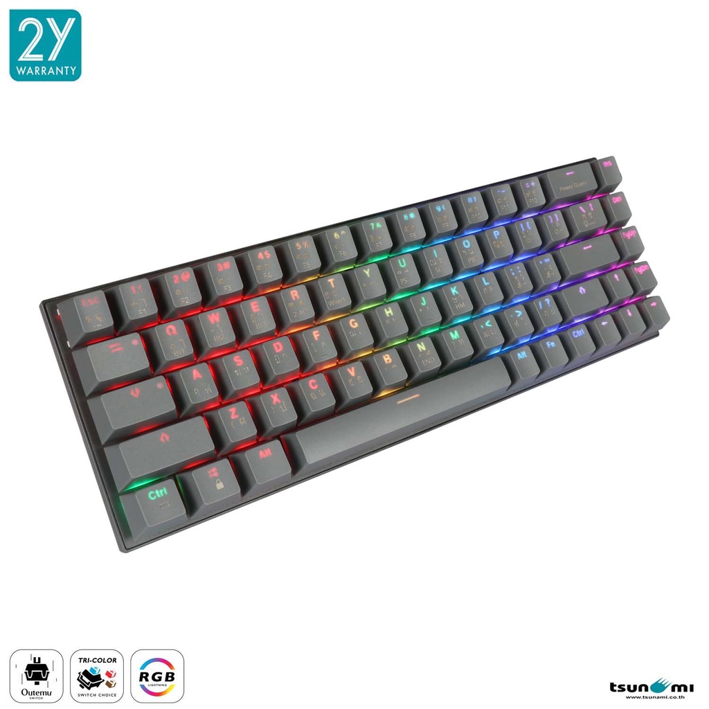 ภาพสินค้า(ลด ล้าง สต๊อก) คีย์บอร์ดเกมมิ่ง Tsunami Outemu MK-68 68Keys 60% Compact Mechanical Keyboard (รับประกันสินค้า 2 ปี) จากร้าน tsunami_thailand บน Shopee ภาพที่ 1