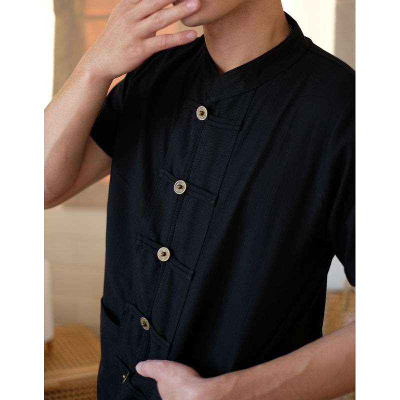 งานเข้าใหม่-เสื้อพื้นเมือง-เสื้อทำงาน-เสื้อพื้นเมืองผู้ชาย-คอจีน-กระดุมหน้า