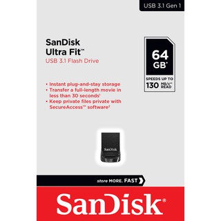 ภาพขนาดย่อของภาพหน้าปกสินค้าSANDISK ULTRA FIT แฟรชไดร์ฟ USB 3.1 ความจุ 64GB (SDCZ430-064G-G46) จากร้าน sandisk_thailand_officialshop บน Shopee