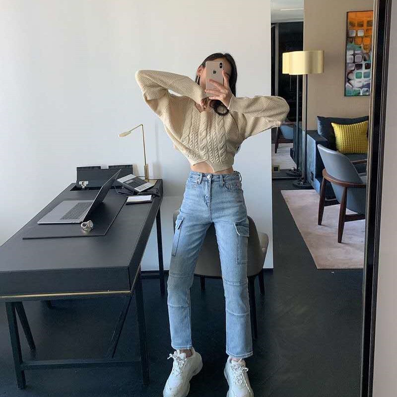 ฤดูใบไม้ร่วงและฤดูหนาวเสื้อกันหนาวใหม่ผู้หญิงแฟชั่นเกาหลีหลวมคอกลมเสื้อกันหนาวแขนยาว