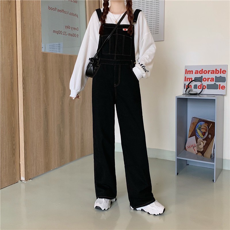 ภาพหน้าปกสินค้าMany Jeans Overalls เอี๊ยมกางเกงยีนส์ขายาวสีดำ สายเอี๊ยมเก๋มากสไตล์เกาหลีพร้อมส่งs m l จากร้าน bua_phapa บน Shopee