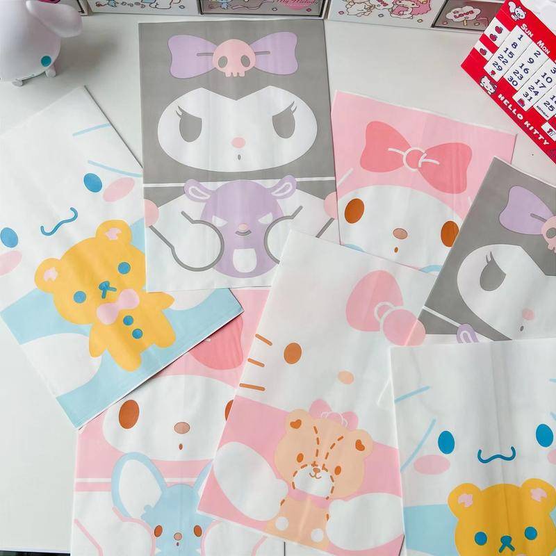 ถุงกระดาษคราฟท์-ลาย-sanrio-mymelody-kuromi-cinnamoroll-สําหรับใส่อาหารเด็ก-5-ชิ้น-ต่อชุด