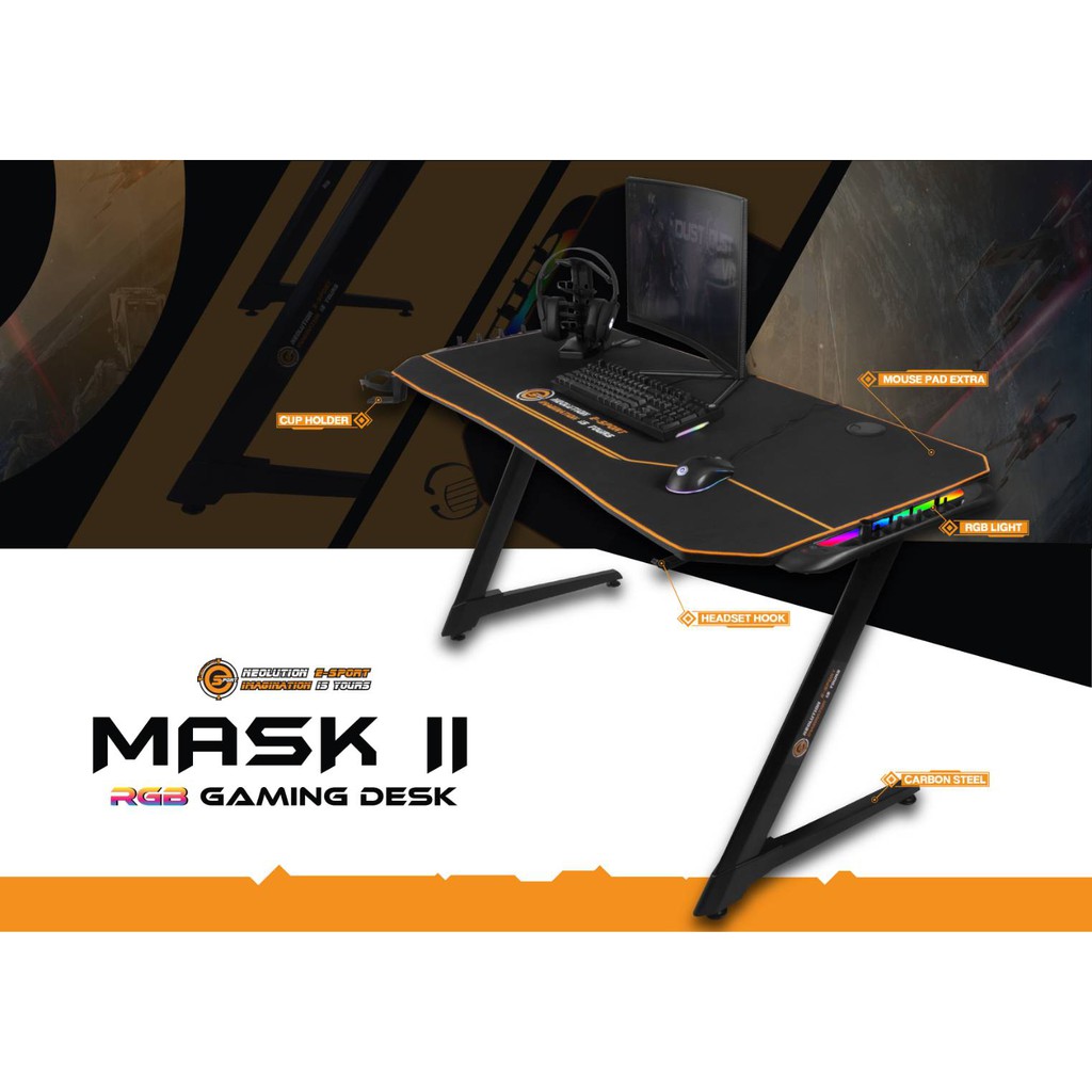 ภาพสินค้าNeolution E-Sport MASK II, MASK AL IMAGINATION Gaming Desk โต๊ะเกมมิ่ง พร้อมไฟ RGB ประกัน 1ปี จากร้าน hpbyiqink บน Shopee ภาพที่ 1