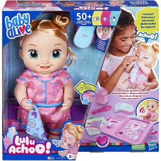 Baby Alive Lulu Achoo Doll, 12-Inch Interactive Doctor Play Toy with Lights, Sounds, Movements and Tools Blonde Hair Baby Alive Lulu Achoo ตุ๊กตาหมอ ของเล่น พร้อมไฟ เสียง กลไก และเครื่องมือ ผมบลอนด์ F2620 12 นิ้ว