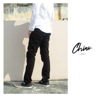 ภาพขนาดย่อของภาพหน้าปกสินค้ากางเกงขากระบอกเล็ก สีดำ (Size 28-44) Chino Jeans กางเกงขายาวผู้ชาย ผ้ายืดใส่สบาย ใส่ทำงาน กางเกงลำลอง จากร้าน chinojeans บน Shopee
