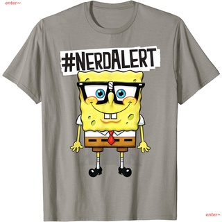 อะนิเมะ เด็กผู้ชาย เสื้อยืด Spongebob SquarePants  Alert Humorous T-Shirt เสื้อคู่ ยุโรปและอเมริกา เสื้อผ้าผู้ญิง co