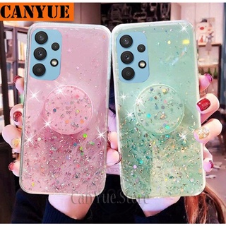 Samsung Galaxy S22 Ultra S21 S20 FE S22+ S21+ S20+ M51 (5G) S 22 21 20 Plus S22Ultra S21Ultra S20Ultra S21FE S20FE Bling Glitter Star Silicone Case Luxury Foil Powder Soft Cover Crystal Protective Flexible Shine Casing + Round Airbag Stand Kickstand
