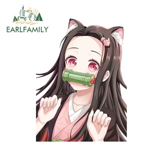 Earlfamily สติกเกอร์ ลายการ์ตูนอนิเมะ Demon Slayer Nezuko RV Camper ขนาด 13 ซม. x 9.6 ซม. สําหรับติดตกแต่งรถยนต์ แล็ปท็อป เซิร์ฟบอร์ด