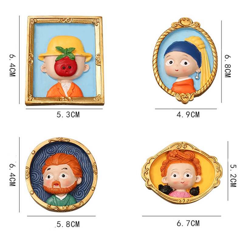 สติกเกอร์แม่เหล็กติดตู้เย็น-ลายการ์ตูน-van-gogh-mona-lisa-แบบสร้างสรรค์-สําหรับเด็ก
