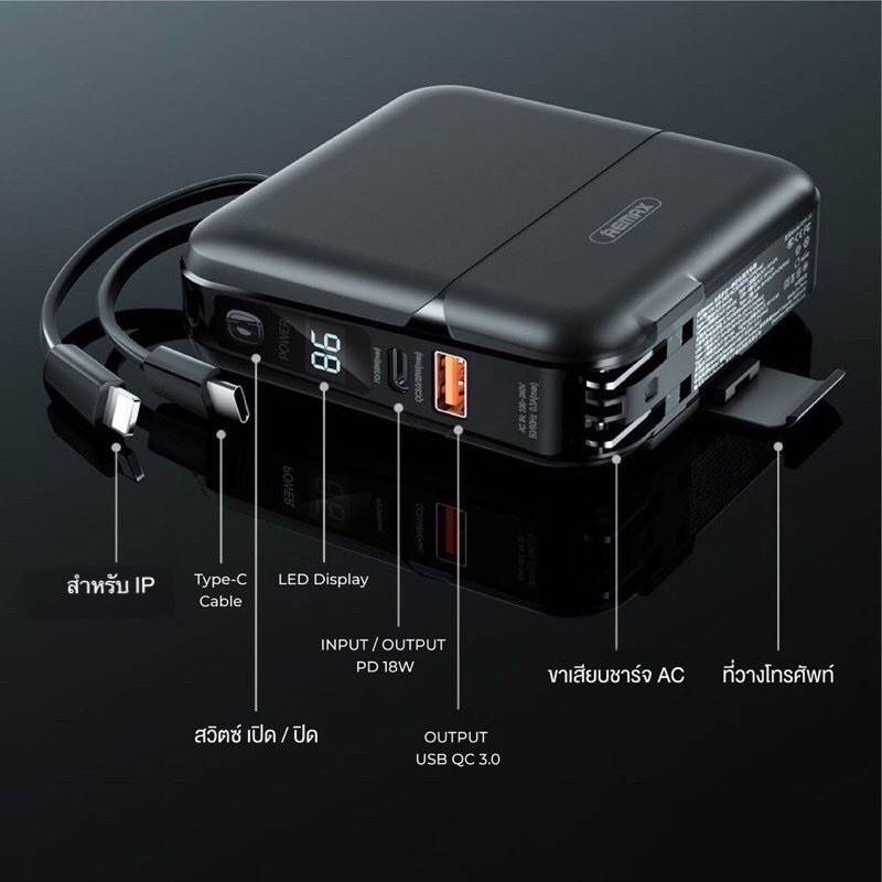 🔥Remax RPP-20/ 15000mAh RPP-145/10000mAh แบตสำรองพร้อมปลั๊กไฟ ของแท้100 ...