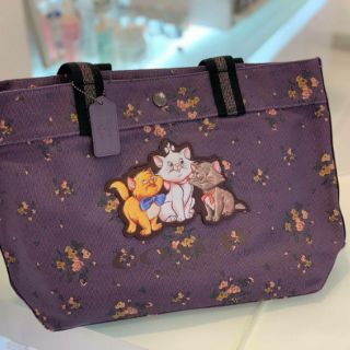 Outlet กระเป๋า DISNEY X COACH TOTE WITH ROSE BOUQUET PRINT CANVAS BAG