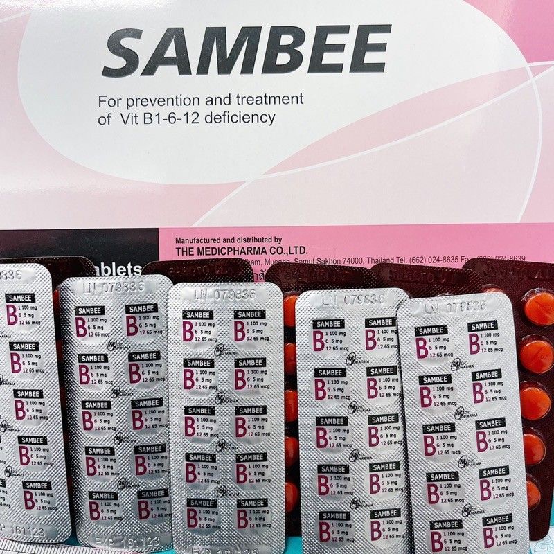 ภาพหน้าปกสินค้าSambee (B1 B6 B12) วิตามิน บี1 บี6 บี12 แพ็คละ 10 แผง (100 เม็ด)