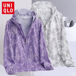 Uniqlo เสื้อแจ็กเก็ต เสื้อกีฬา กันแดด มีฮู้ด ลายพราง มีซิป ระบายอากาศ ป้องกันรังสียูวี สําหรับผู้หญิง ผู้ชาย